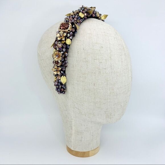 AMANDA II Rhinestones Alloy Headband AMETHYST - PURPLE COLOR - Picture 4 of 7